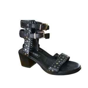 Senso Jillie Leather Studded Gladiator Block Heel Black Sandals Buckle 5 Boho